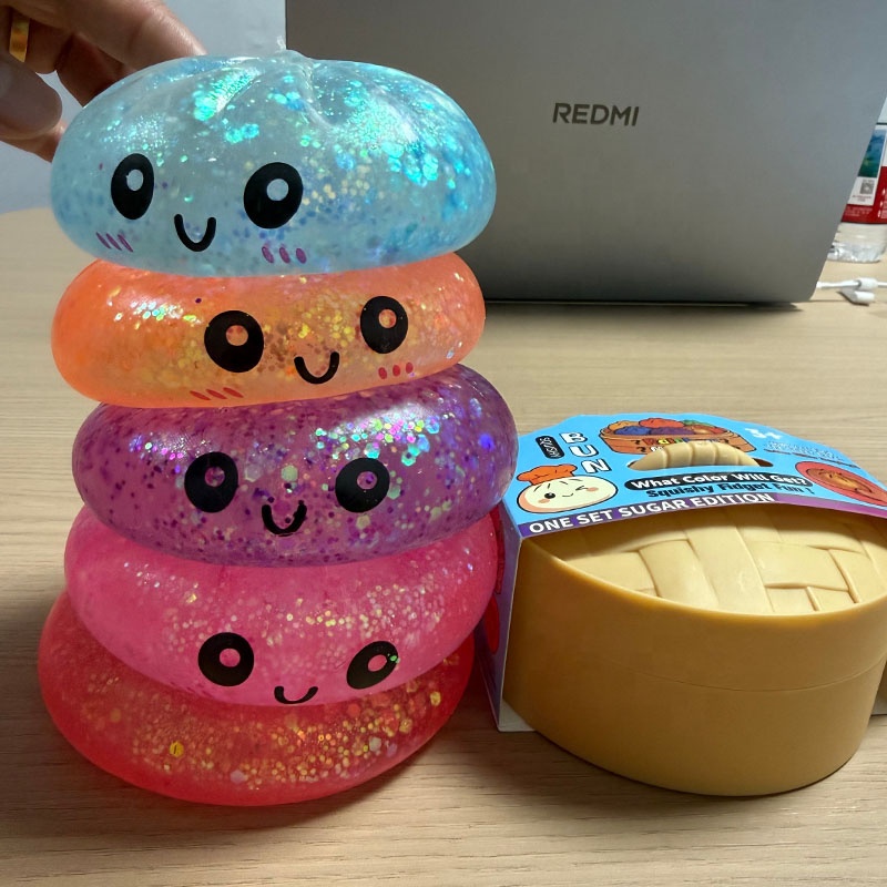Alternative view of 1 Glitter Sparkly Squishy Dumpling Toy 8.5*8.5cm Squishy DIY for Kids