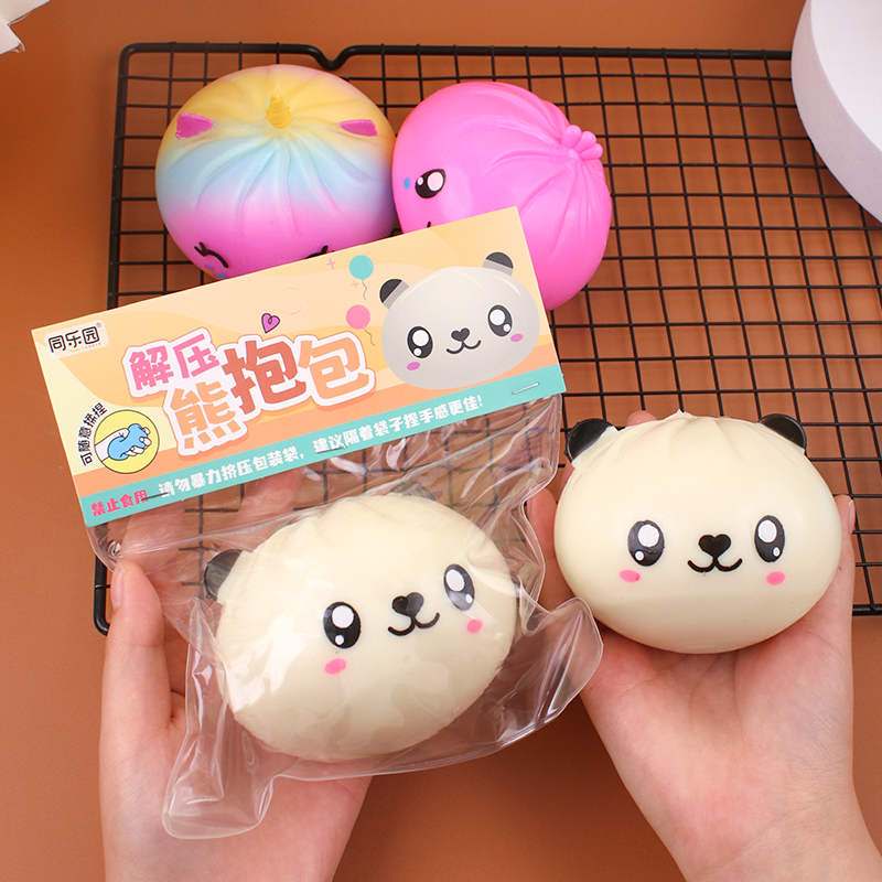 Alternative view of 12 pieces Realistic Anti-stress TPR Steamed Stuffed Bun Squishy Soft High Quality Ball Relief Cartoon Panda Dumpling Squeeze Toy