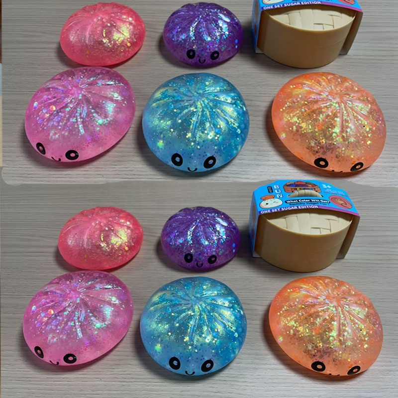 1 Glitter Sparkly Squishy Dumpling Toy 8.5*8.5cm Squishy DIY for Kids